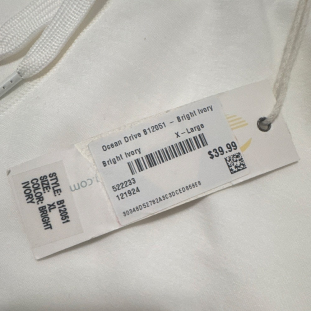 Ocean Drive Lounge Shorts Womens XL Bright Ivory Elastic Waist Comfy - Picture 3 of 5